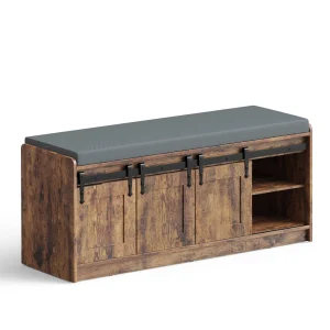 Shoe Storage Benches With Linen Seat Cushion